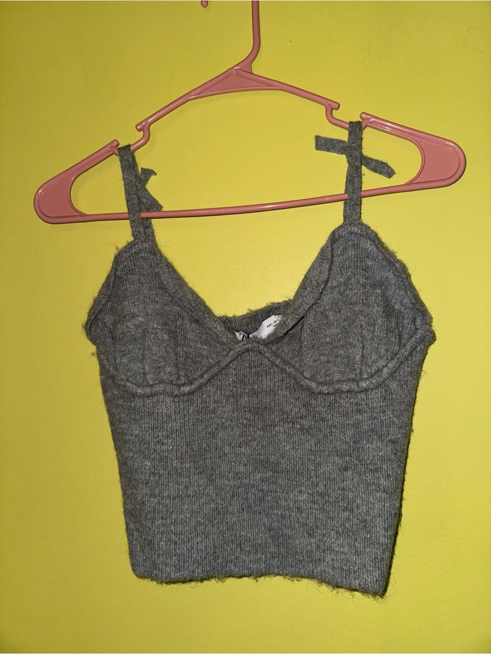 Zara Grey Knit Crop sweater tank Top